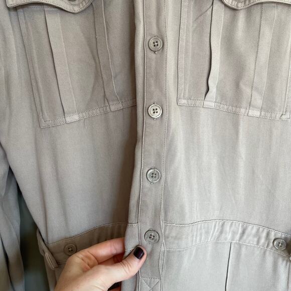 SUNDAYS SENNA ROMPER IN BRINDLE Size Large Taupe Grey Long Sleeve Utility Chic - Picture 12 of 16